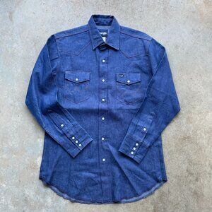 Wrangler Men's Pearl Snap Chambray Shirt Raw Indigo Men's Large Western